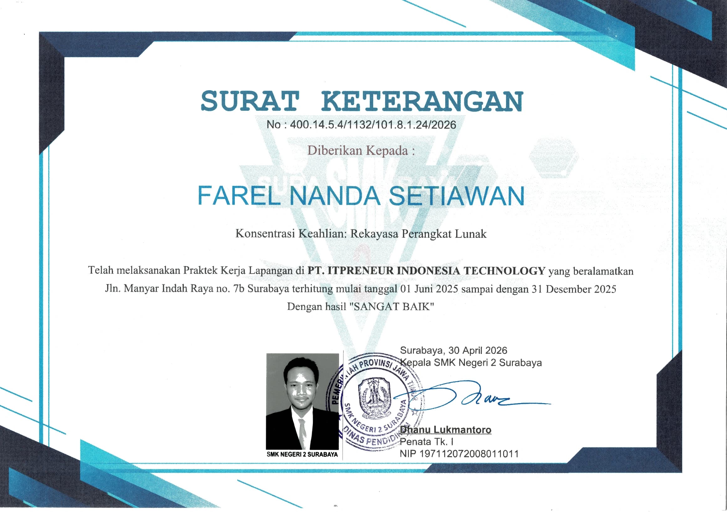 Sertifikat PKL By SMKN 2 Surabaya